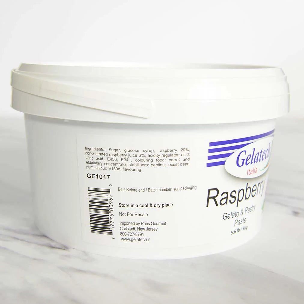 Gelatech Raspberry Gelato & Pastry Paste – Italian Fruit Base, 6.6 lb Tub