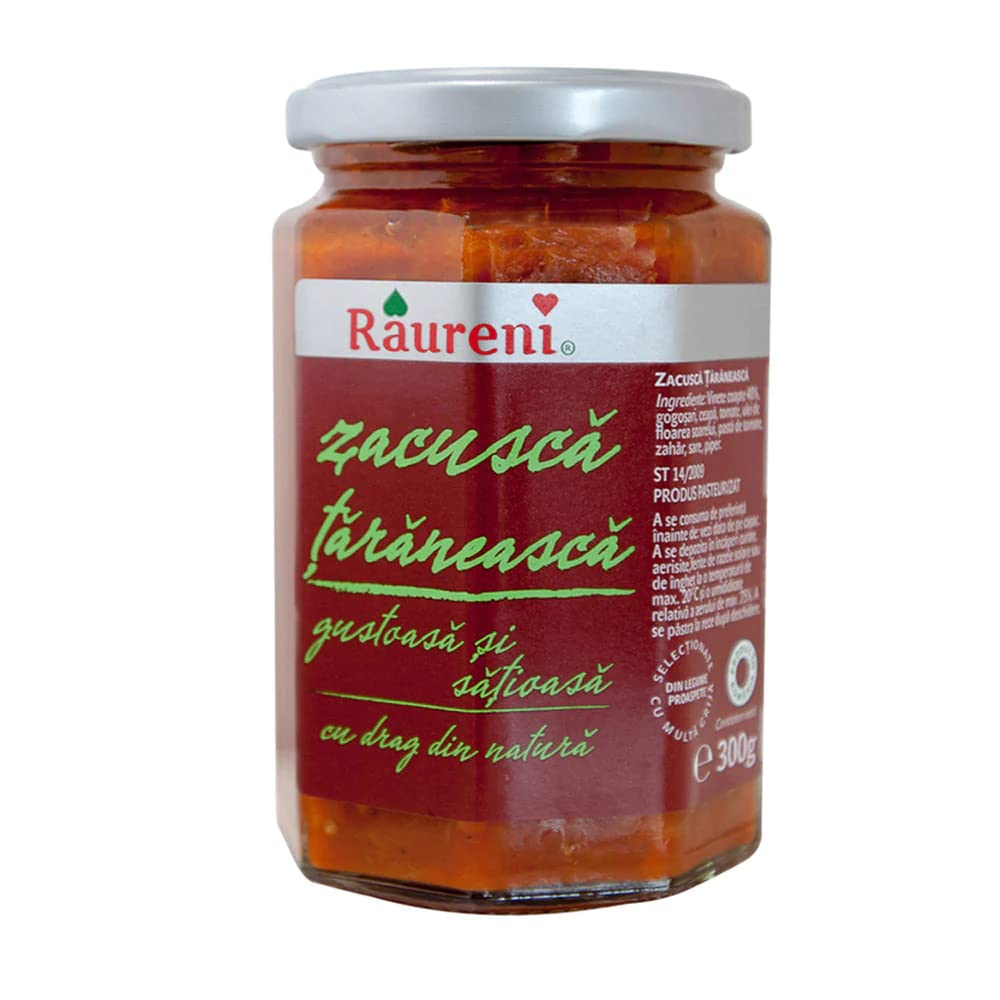 Raureni Traditional Romanian Zacusca Țărănească – Rustic Vegetable Spread, 300g