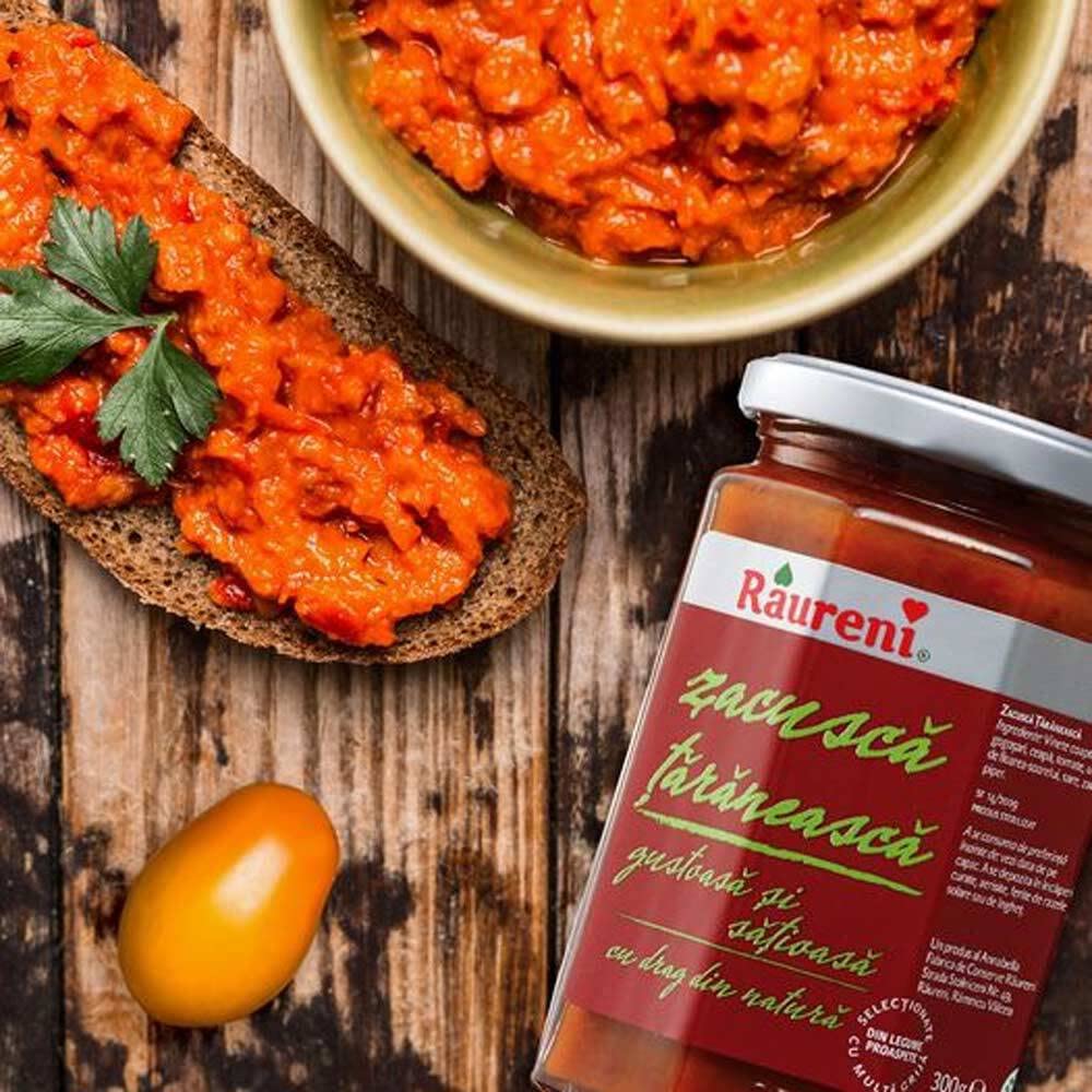 Raureni Traditional Romanian Zacusca Țărănească – Rustic Vegetable Spread, 300g