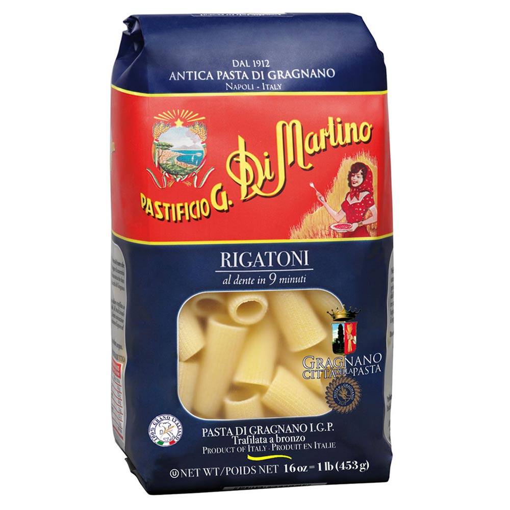 Di Martino Rigatoni Pasta - Authentic Italian Ribbed Tubes (16 oz / 1 lb)