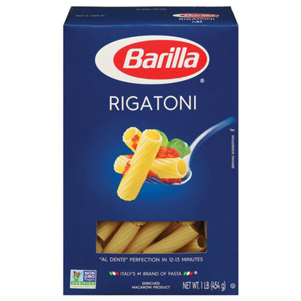 Barilla Rigatoni Pasta (#83) - 1 LB Box (16 OZ) - Ridged Tubes