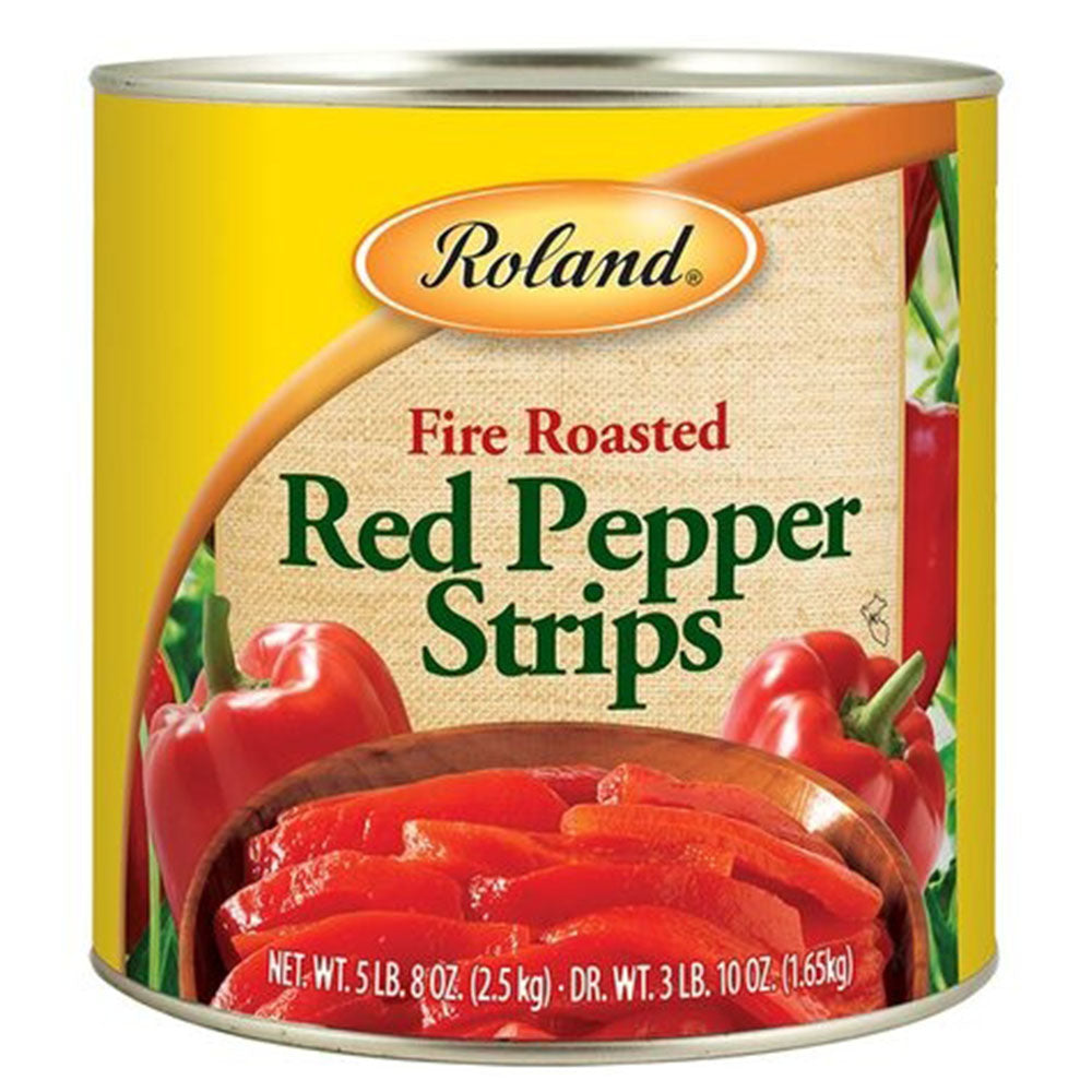 Roland Roasted Red Pepper Strips - 5.5 LB Bulk Tin