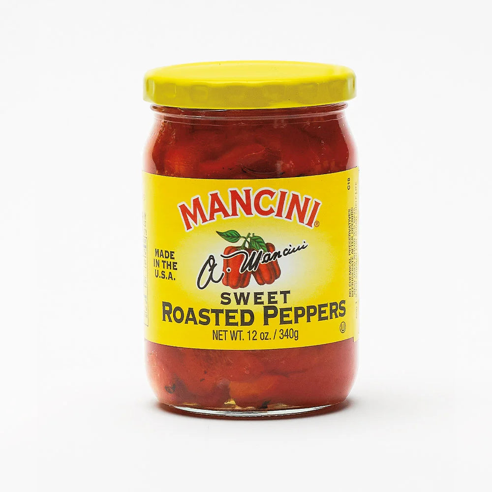 Mancini Roasted Sweet Red Peppers – 12 oz Glass Jar