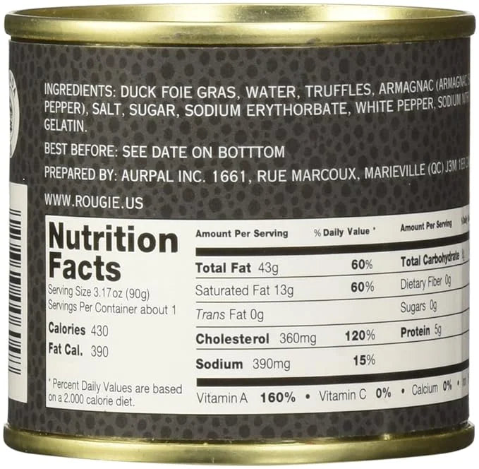 Rougie Duck Foie Gras with Truffles – Gourmet French Delicacy, 3.17 oz