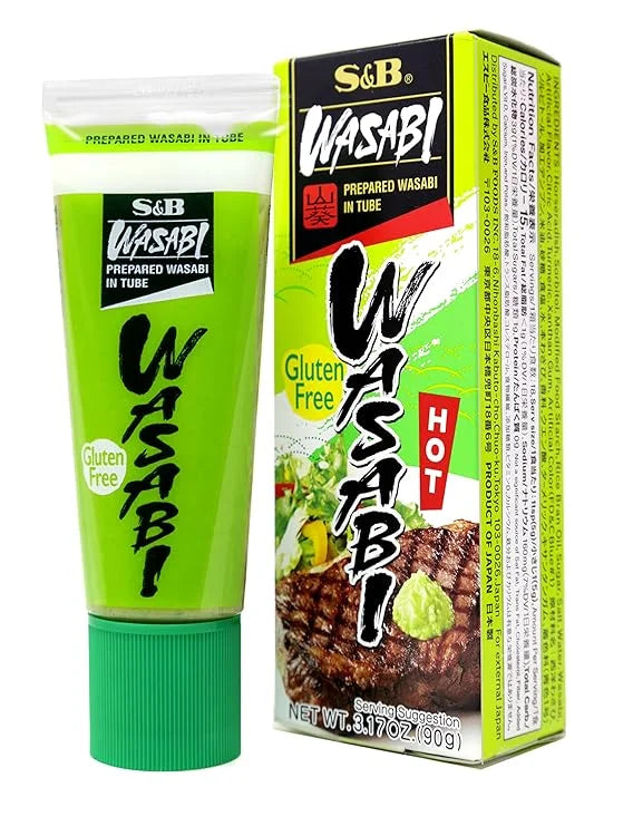S&B Prepared Wasabi Paste in Tube – Hot Japanese Wasabi, Family Size 3.17 oz (90g)