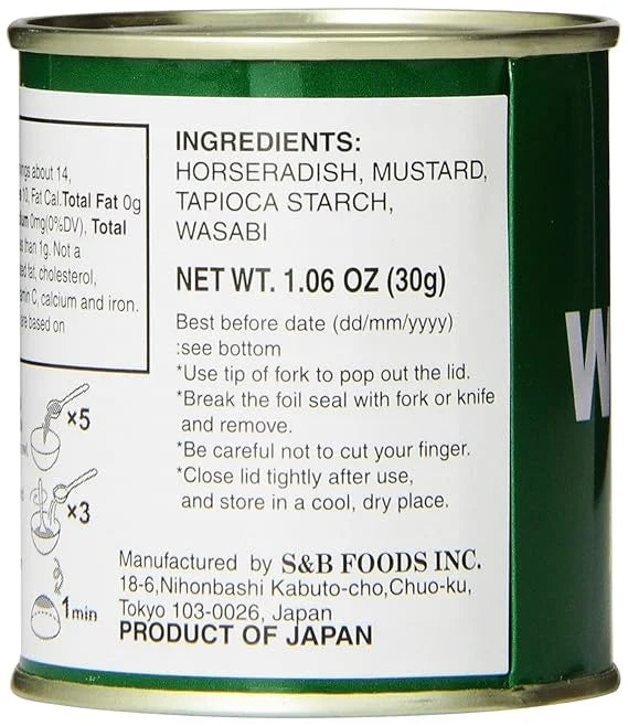 S&B Wasabi Powder – Authentic Japanese Horseradish Spice, can side