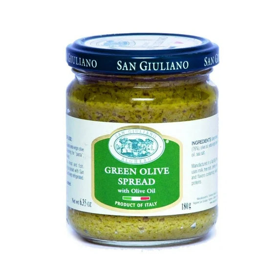 San Giuliano Green Olive Spread – 6.35 oz | Italian Olive Tapenade with Olive Oil