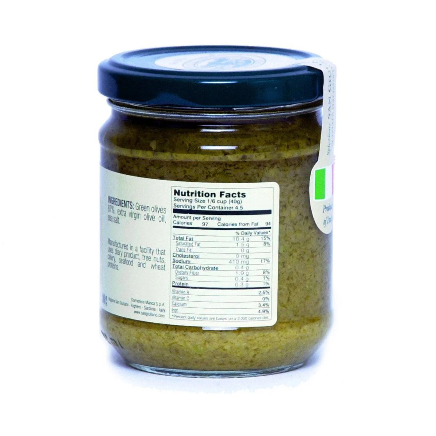 San Giuliano Green Olive Spread – 6.35 oz | Italian Olive Tapenade with Olive Oil