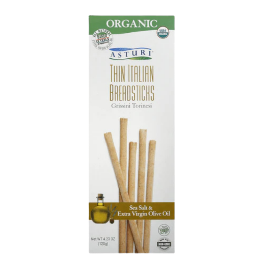 Asturi Thin Italian Breadsticks – Sea Salt & Extra Virgin Olive Oil, 4.23 oz
