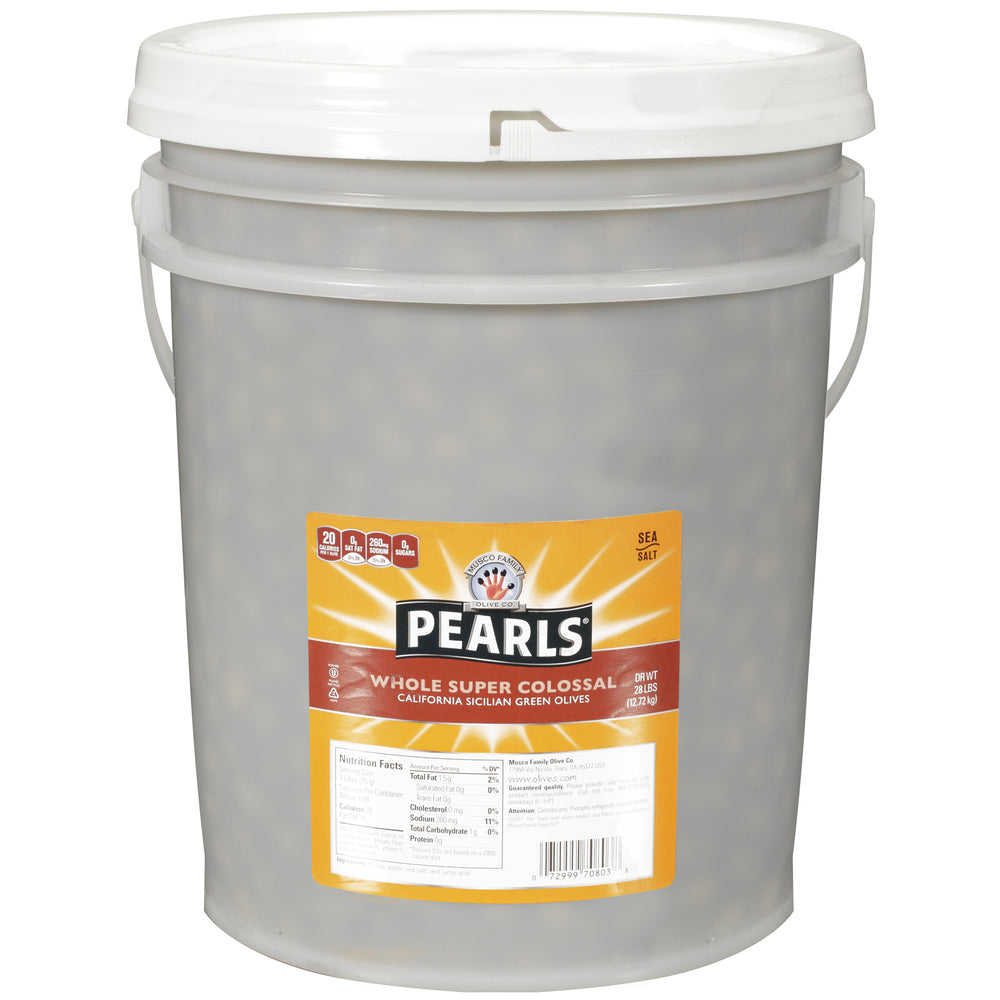 Pearls Sicilian Style Whole Green Olives (28 LB)