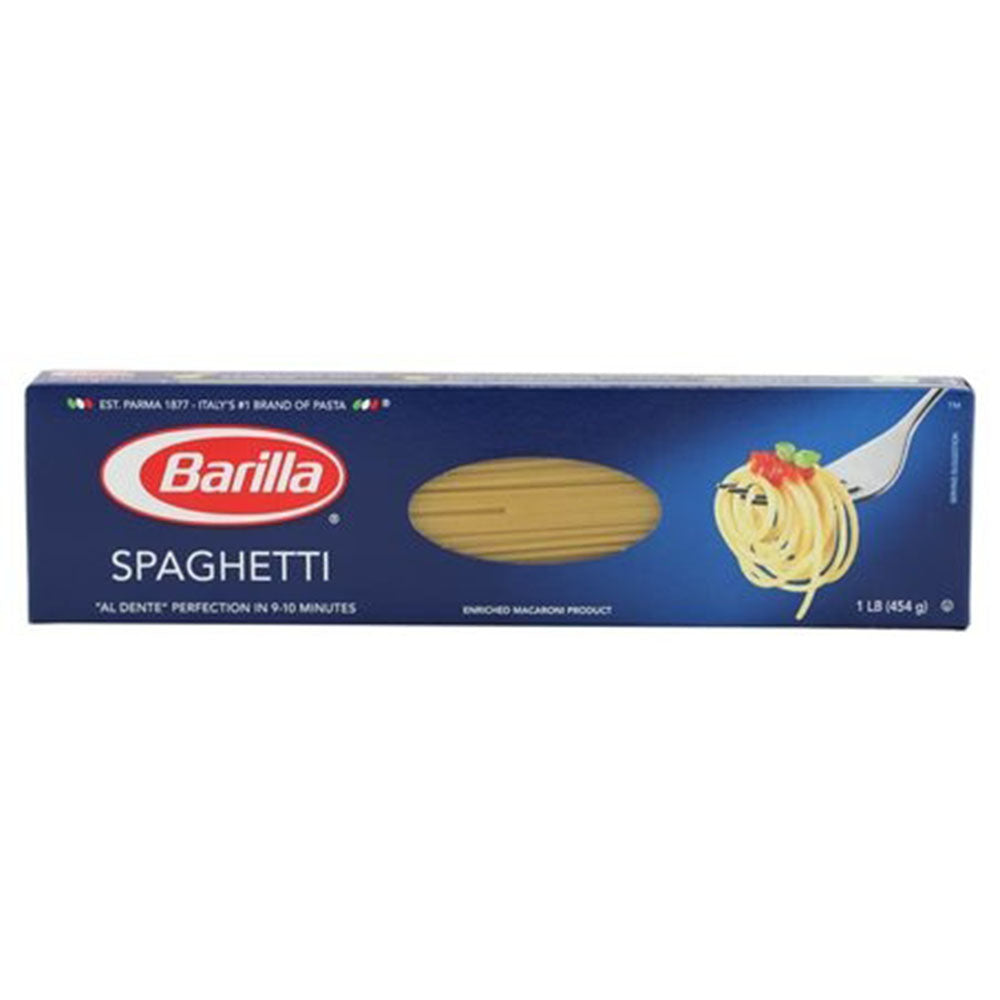 Barilla Spaghetti Pasta - 1 LB Box (16 OZ) - Long Cylindrical Strands