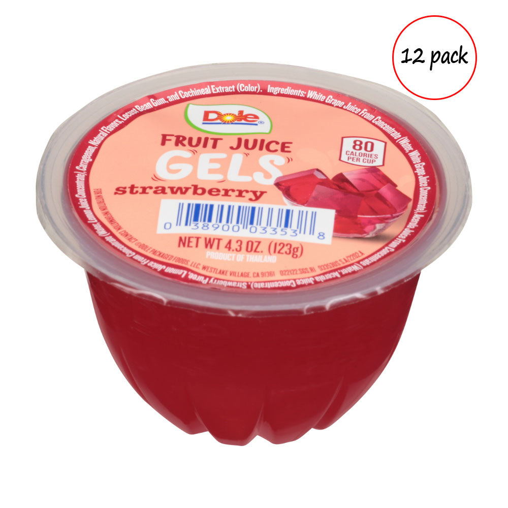 Dole Strawberry Fruit Juice Gels container on a white background
