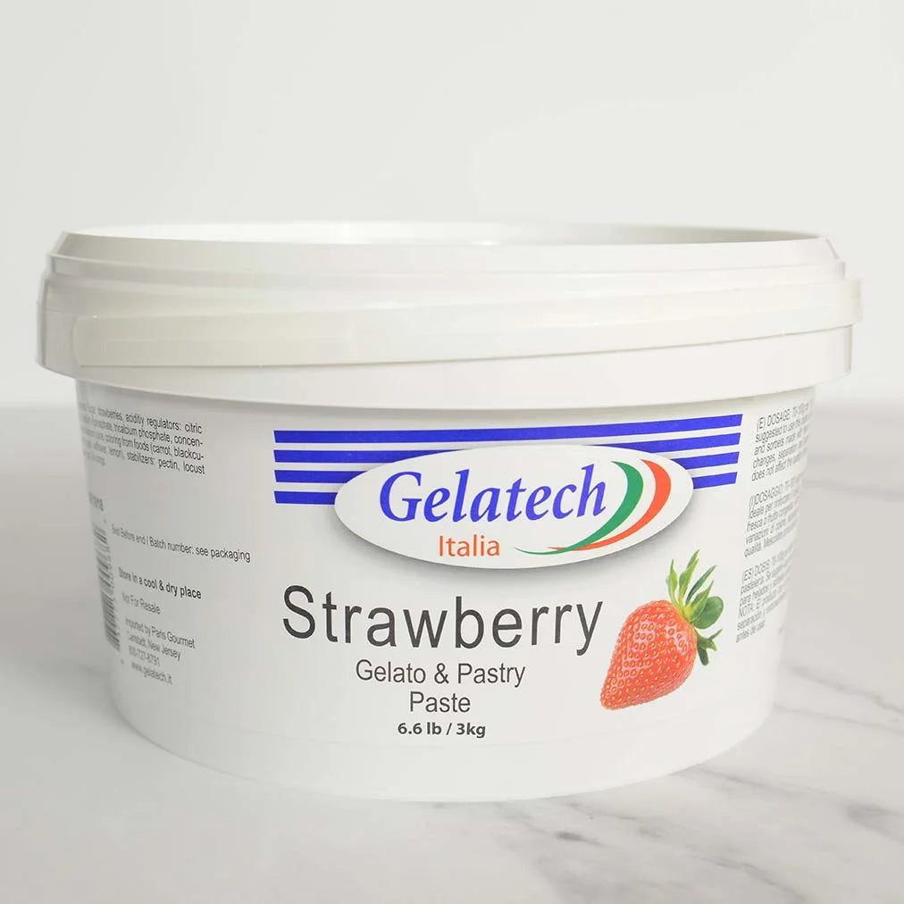 Gelatech Strawberry Gelato & Pastry Paste – Italian Fruit Base, 6.6 lb Tub