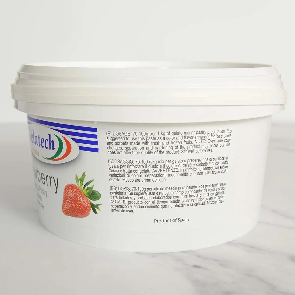 Gelatech Strawberry Gelato & Pastry Paste – Italian Fruit Base, 6.6 lb Tub