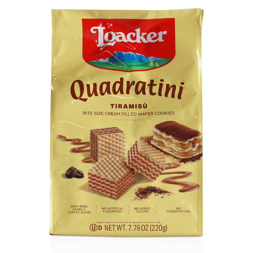 Loacker Quadratini Tiramisu Wafer Cookies - Italian Dessert Wafers (7.76 oz / 220g)