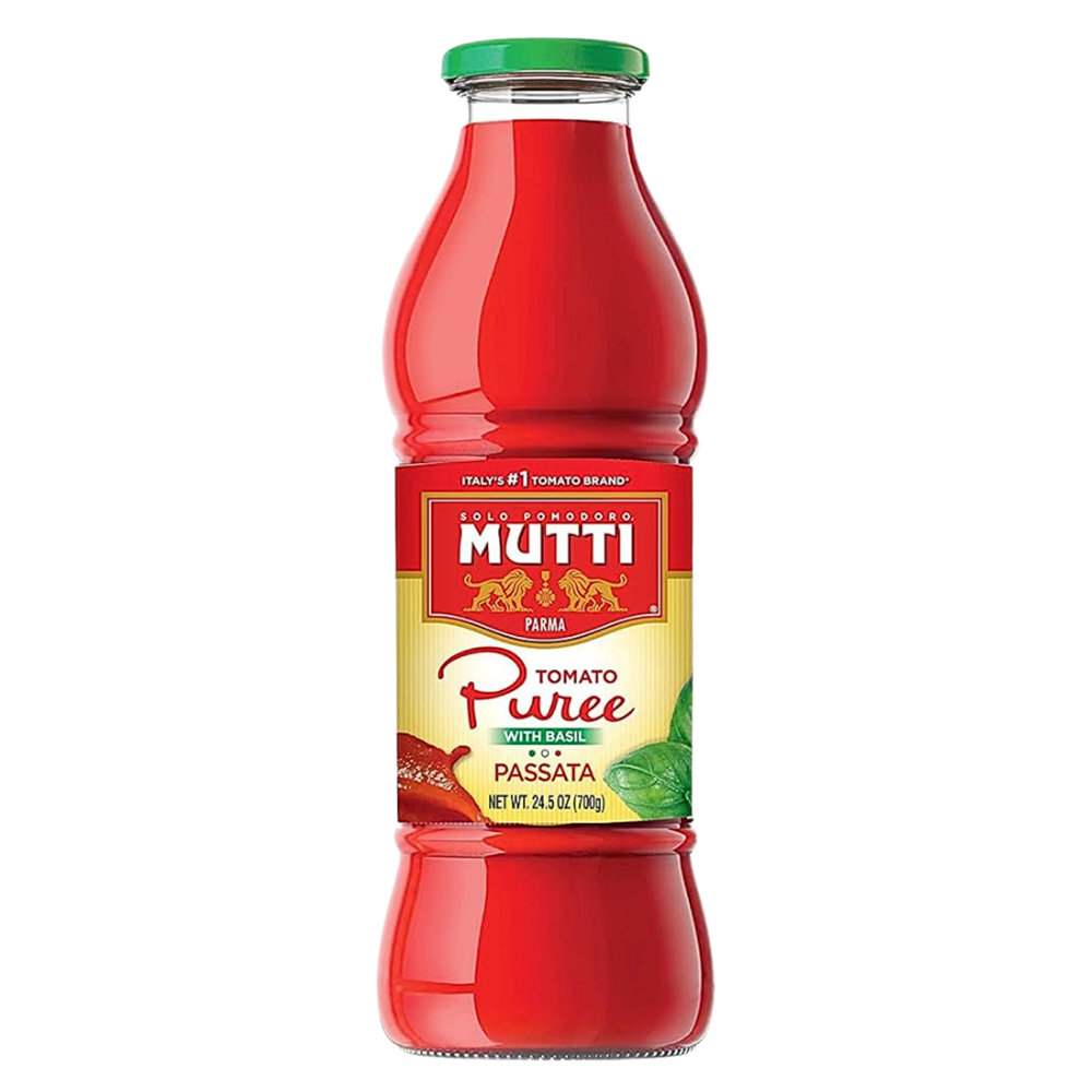 MUTTI Passata Tomato Puree with Basil – Smooth Italian Base (24.5 oz)