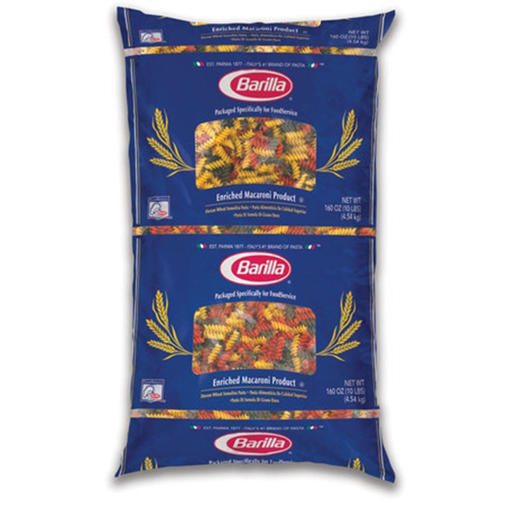 Barilla Bulk Tri-Color Rotini Pasta - 10 LB Bag (160 OZ) - Colorful Spirals