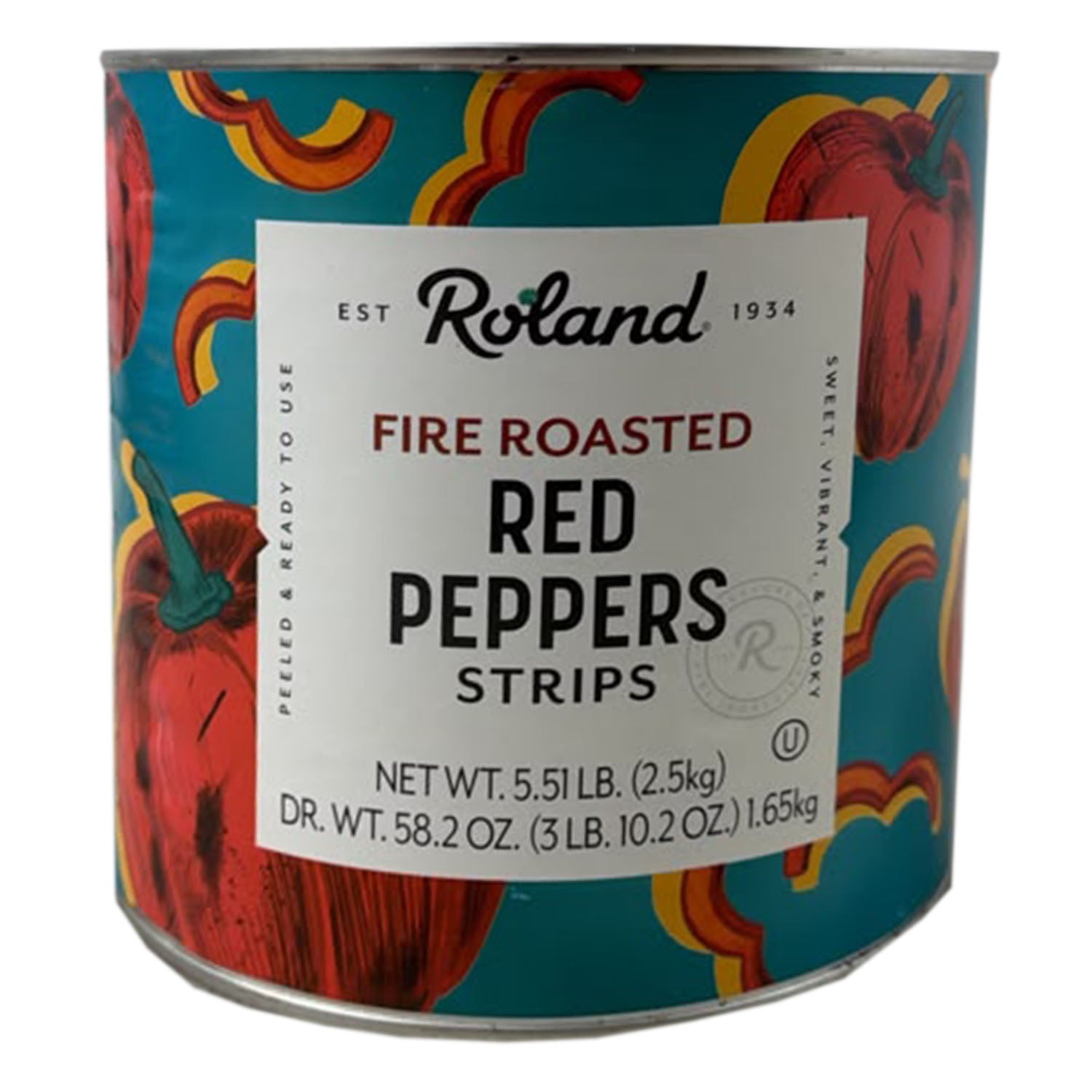 Roland Roasted Red Pepper Strips  5.5 LB Bulk Tin