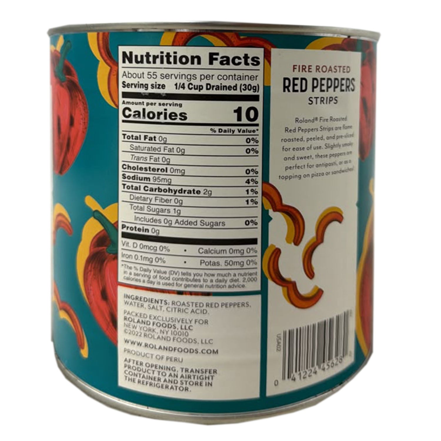 Roland Roasted Red Pepper Strips  5.5 LB Bulk Tin