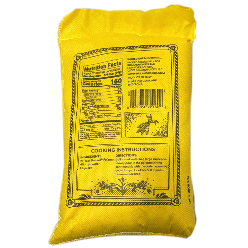 Roland Medium Grain Polenta Cornmeal Italian Quick-Cooking, 5 LB Bag