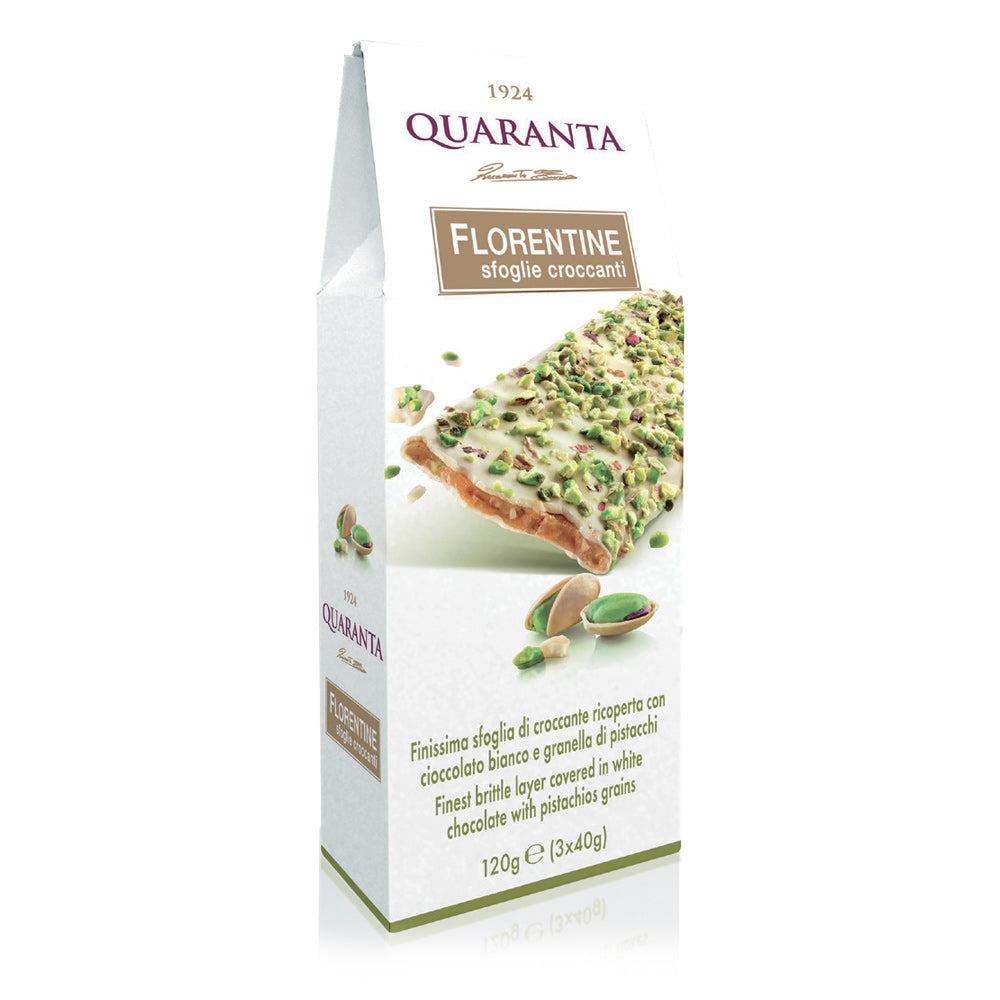Quaranta White Chocolate Florentine with Pistachios (4.23 oz)