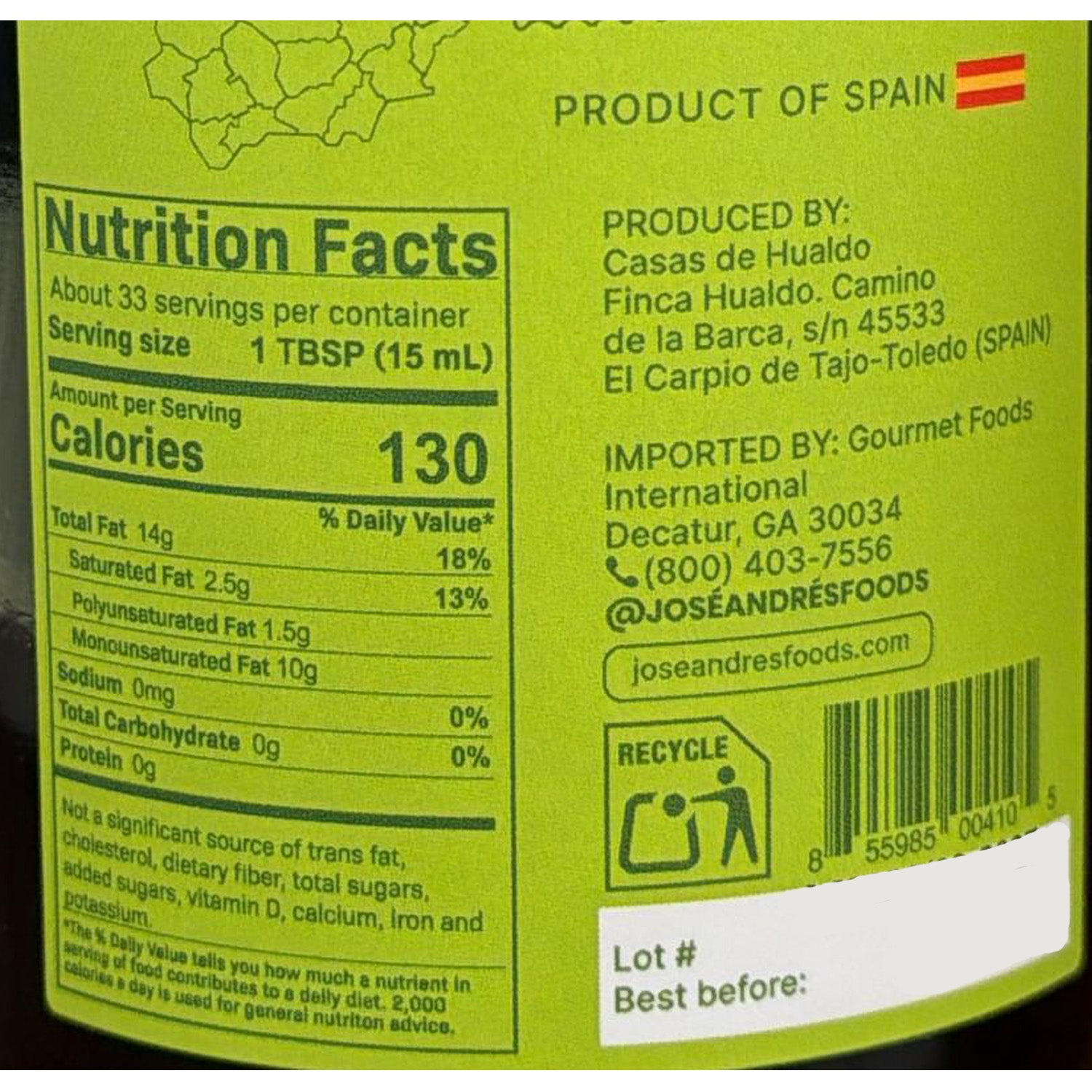 Arbequina Extra Virgin Olive Oil 16.9 oz