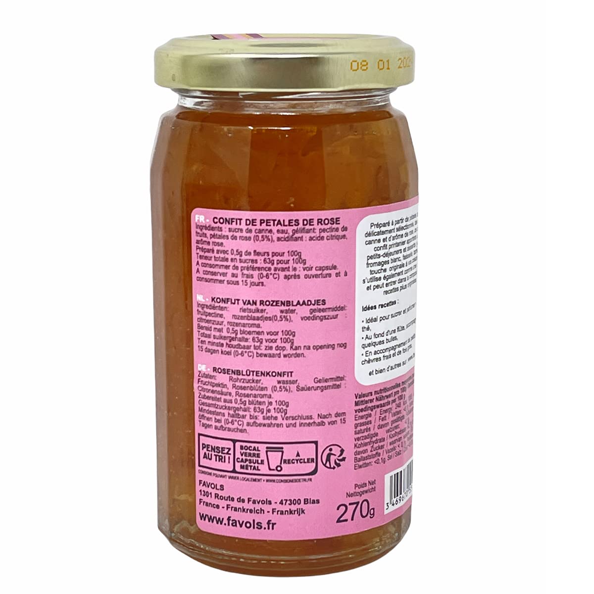 Favols Confit of Rose Petals 9.5 oz