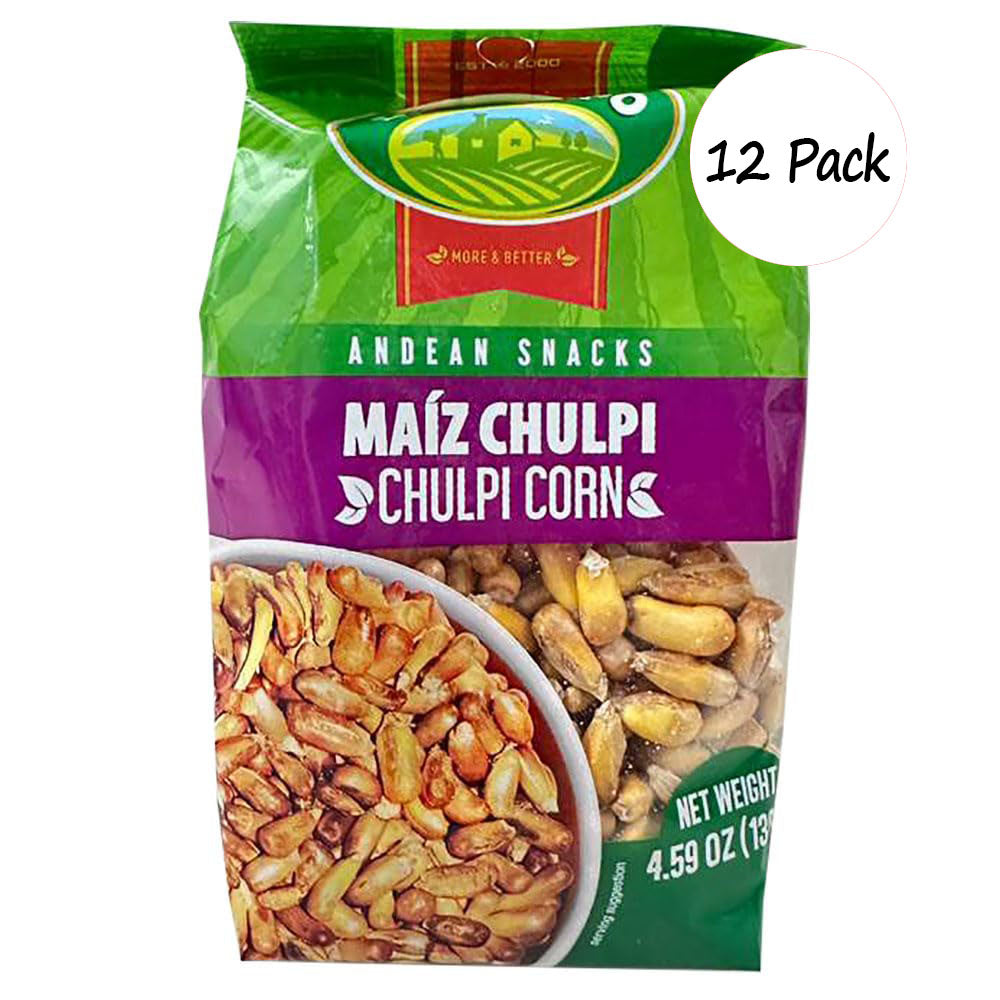 Del Campo Salted Crunchy Chulpi Corn – Andean Maíz Chulpe Snack 4.59 oz (12 pk)
