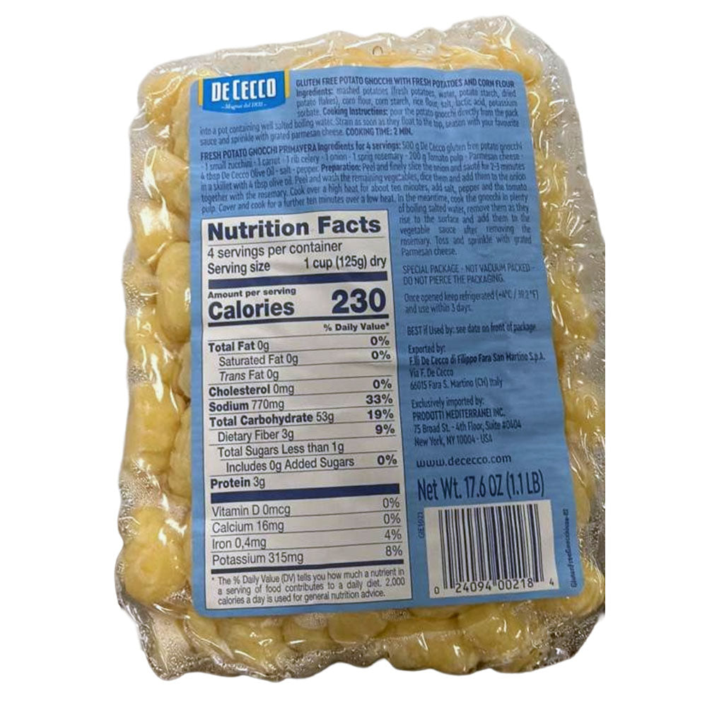 De Cecco Gluten Free Potato Gnocchi (1.1 LB / 17.6 oz)