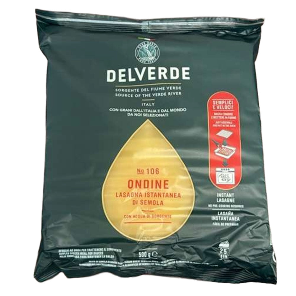 Delverde Ondine Lasagna  Durum Wheat Semolina Pasta – 1.1 lb (500 gr) Bag
