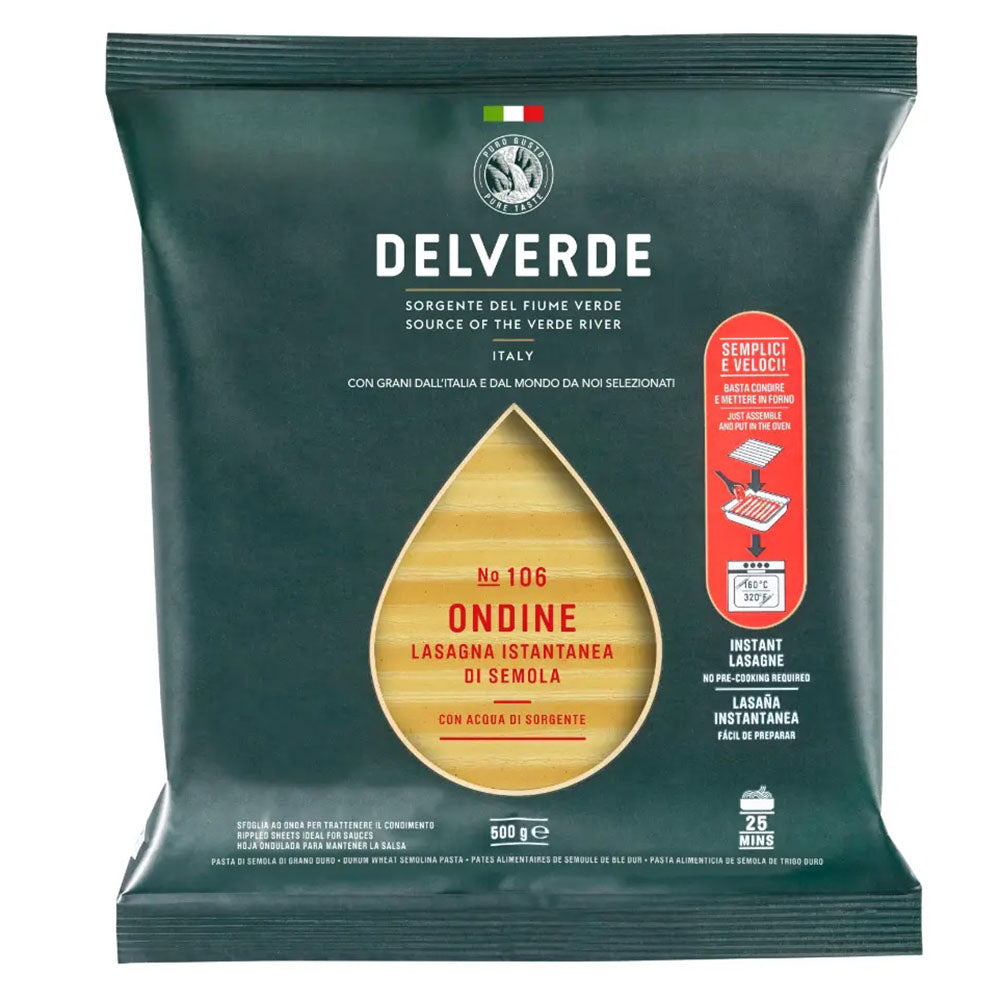 Delverde Organic Ondine Lasagna Semolina Pasta – 2.2 lb Bag