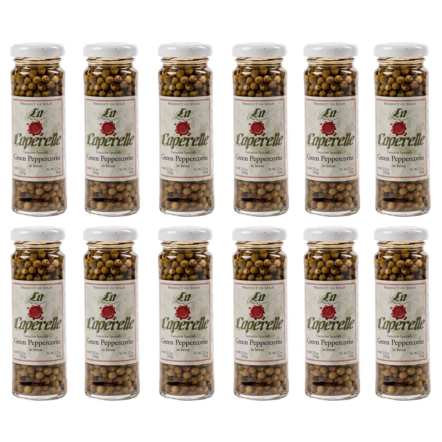 La Caperelle Spanish Green Peppercorns in Brine 3.5 oz (12-pack)