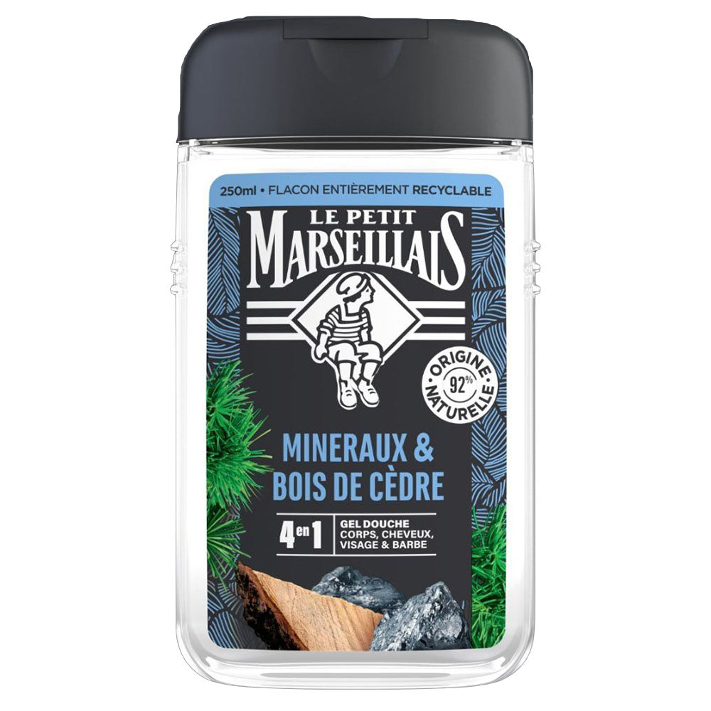 Le Petit Marseillais Men’s Shower Gel – Minerals & Cedarwood 4-in-1, 8.5 fl oz
