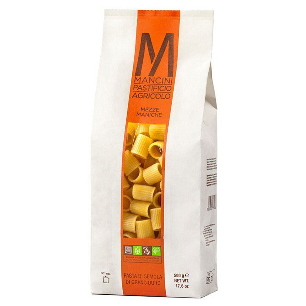 Mancini Mezze Maniche Pasta - 1.10 LB (500g) - Artisan Italian Short Tube Pasta