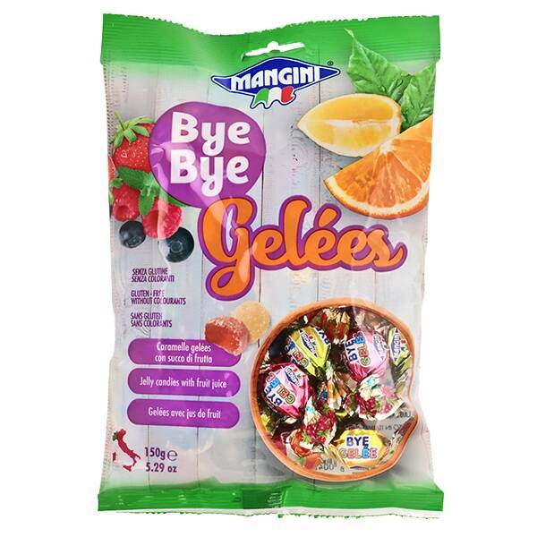 Mangini Bye Bye Gelees Assorted Fruit Italian Jelly Candies – 5.29 oz (150 g) – Soft Chewy Fruit Gummies