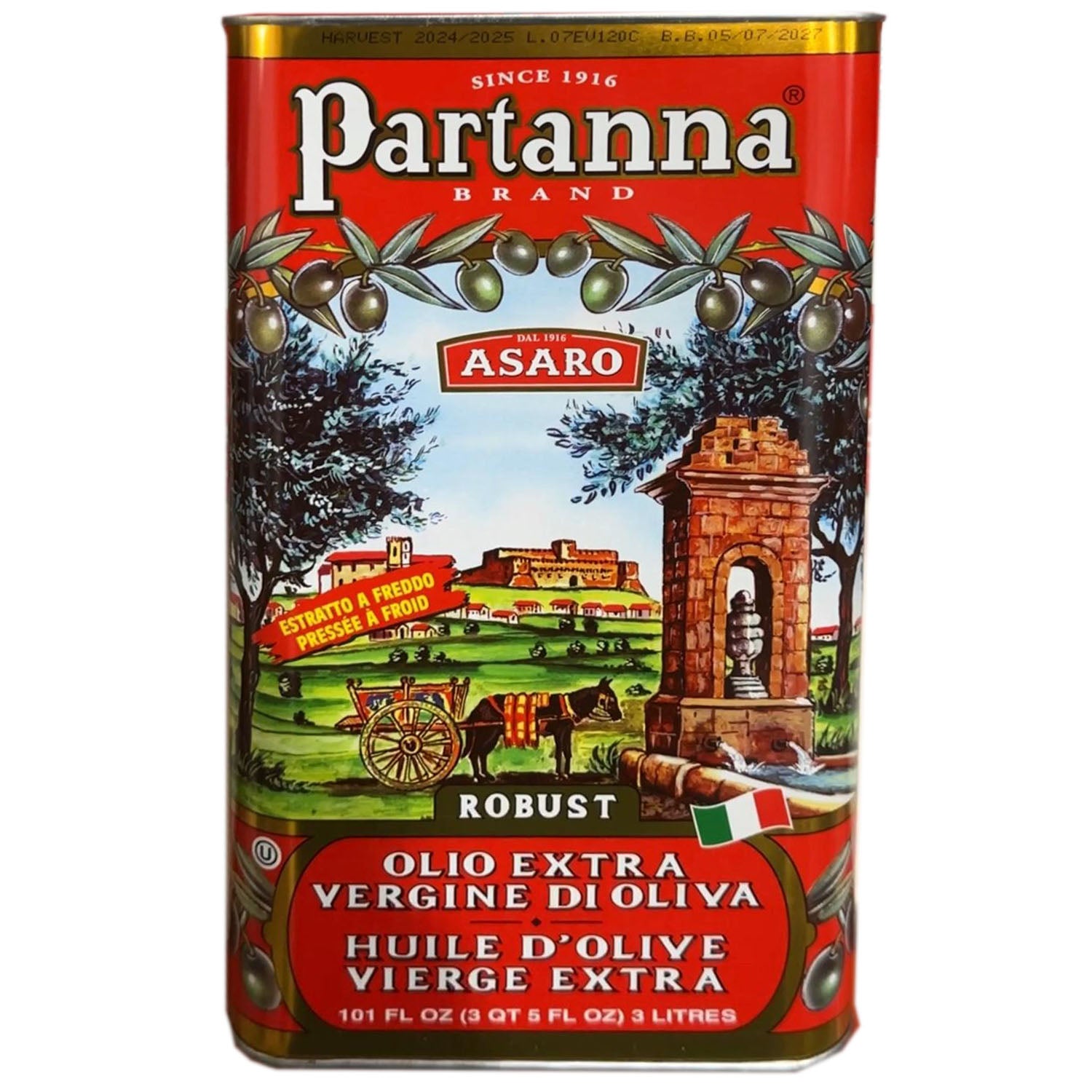 Partanna Sicilian Extra Virgin Olive Oil – 3L Tin
