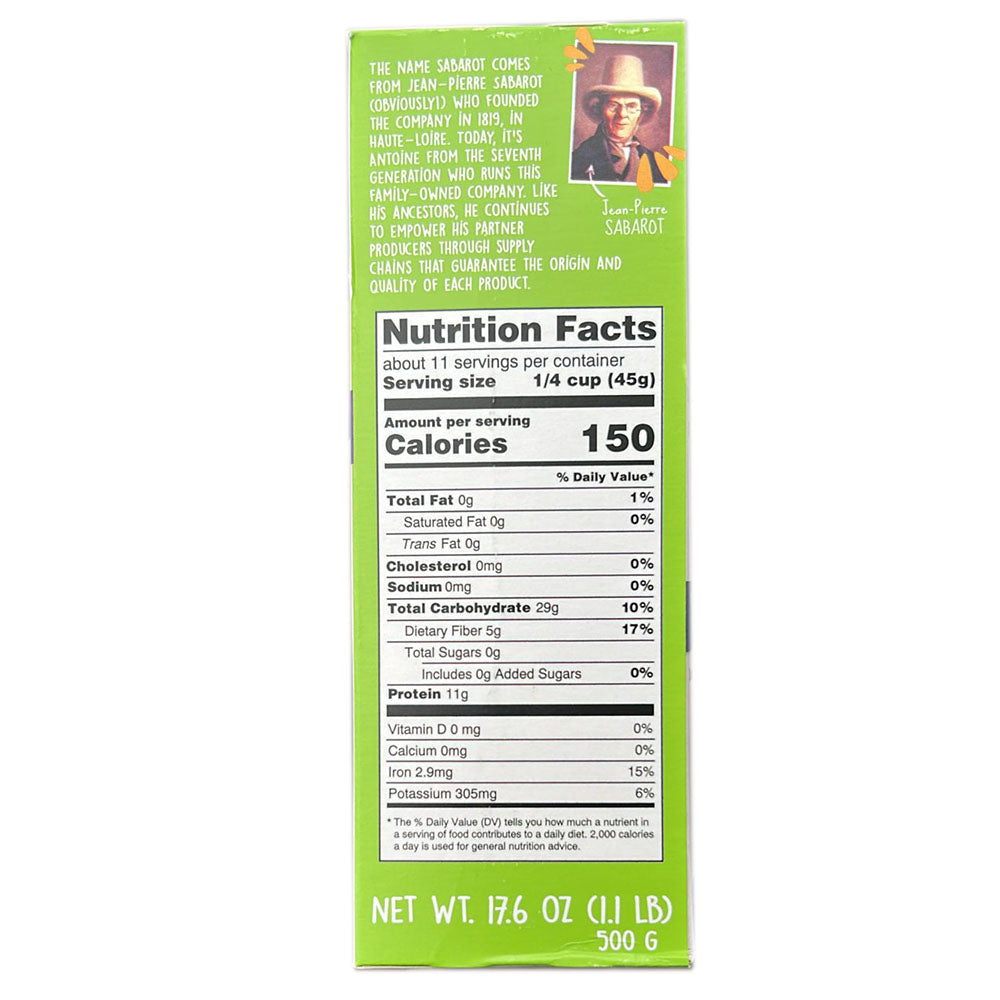 Sabarot Premium French Green Lentils - 17.6 oz Box (1.1 LB)