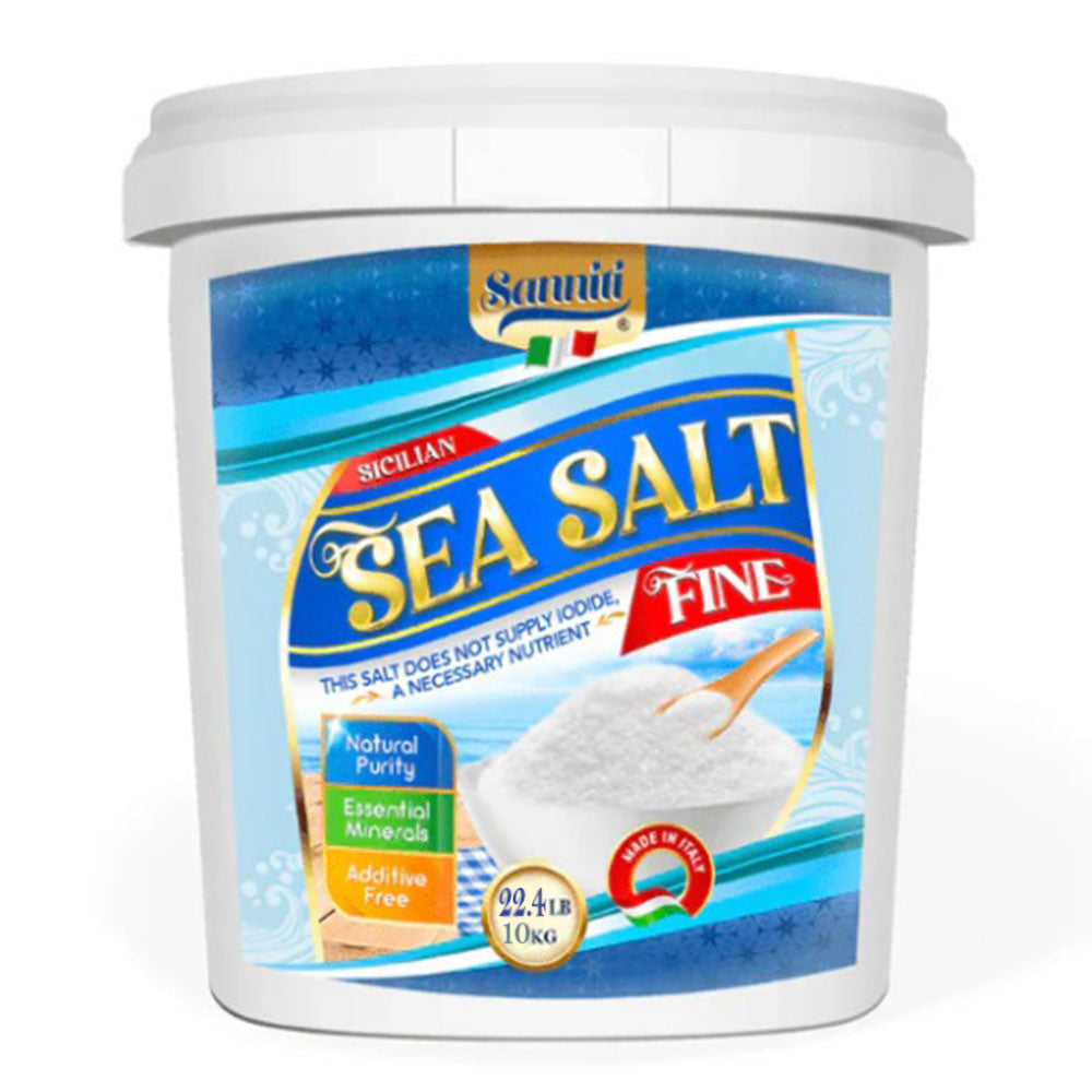 Sanniti Sicilian Fine Sea Salt – 10 kg Bulk Pail (22.05 lb)