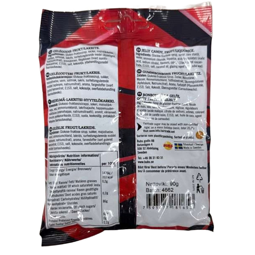 BUBS Hallon/Lakrits Skalle Raspberry Licorice Skulls 3.17 oz