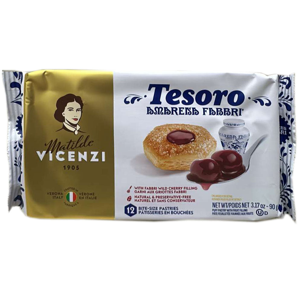 Vicenzi Tesoro Amarena Puff Pastry with Cherry Cream Filling - 3.17 oz