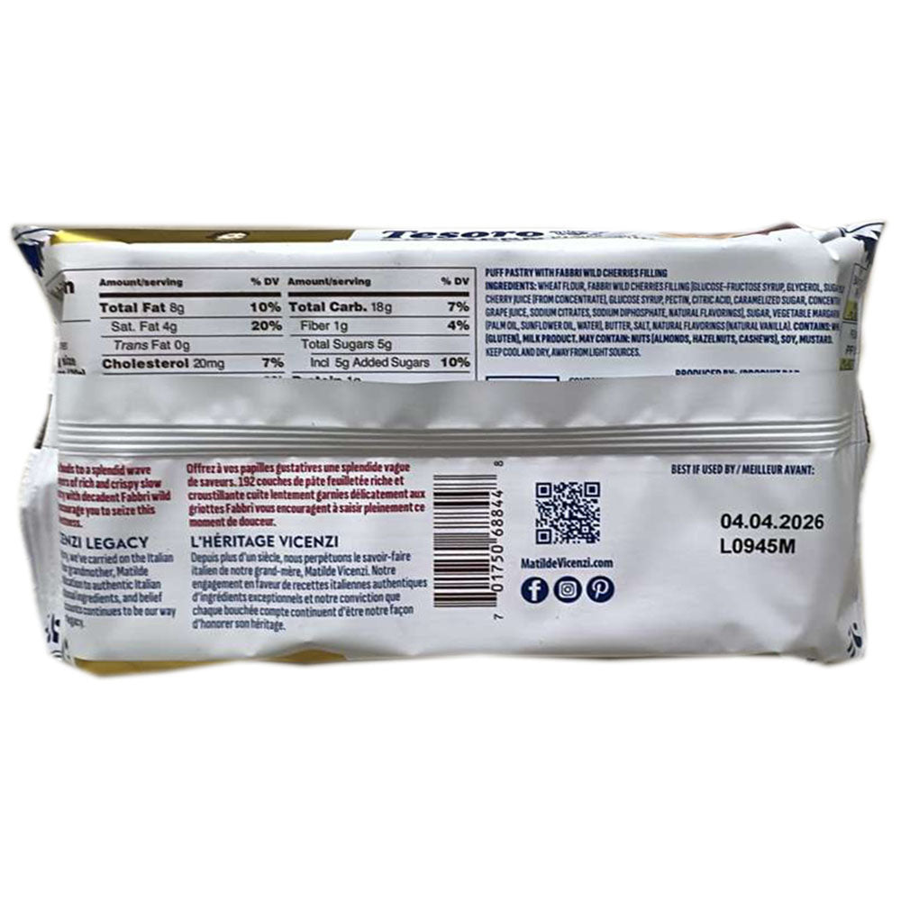 Vicenzi Tesoro Amarena Puff Pastry with Cherry Cream Filling - 3.17 oz