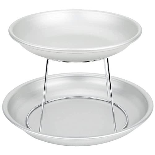 2 Tier Seafood Tower Set – Aluminum Trays with Metal Stand